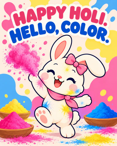 HAPPY HOLI. HELLO, COLOR.