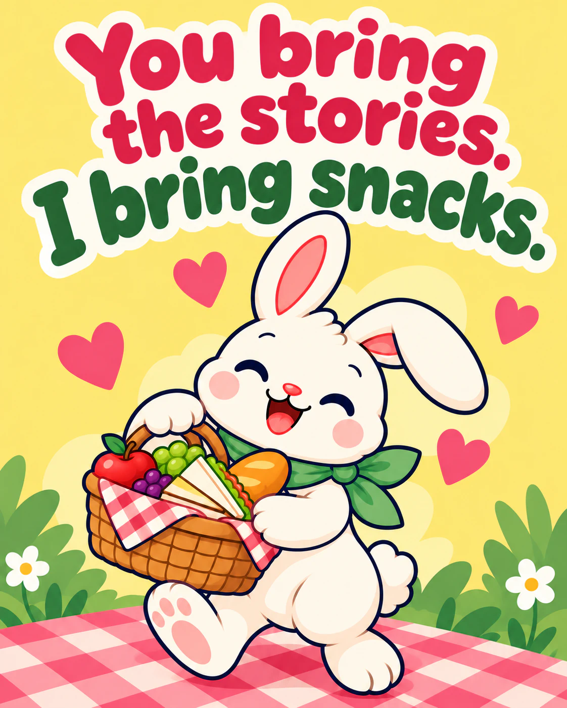 You bring the stories. I bring snacks.