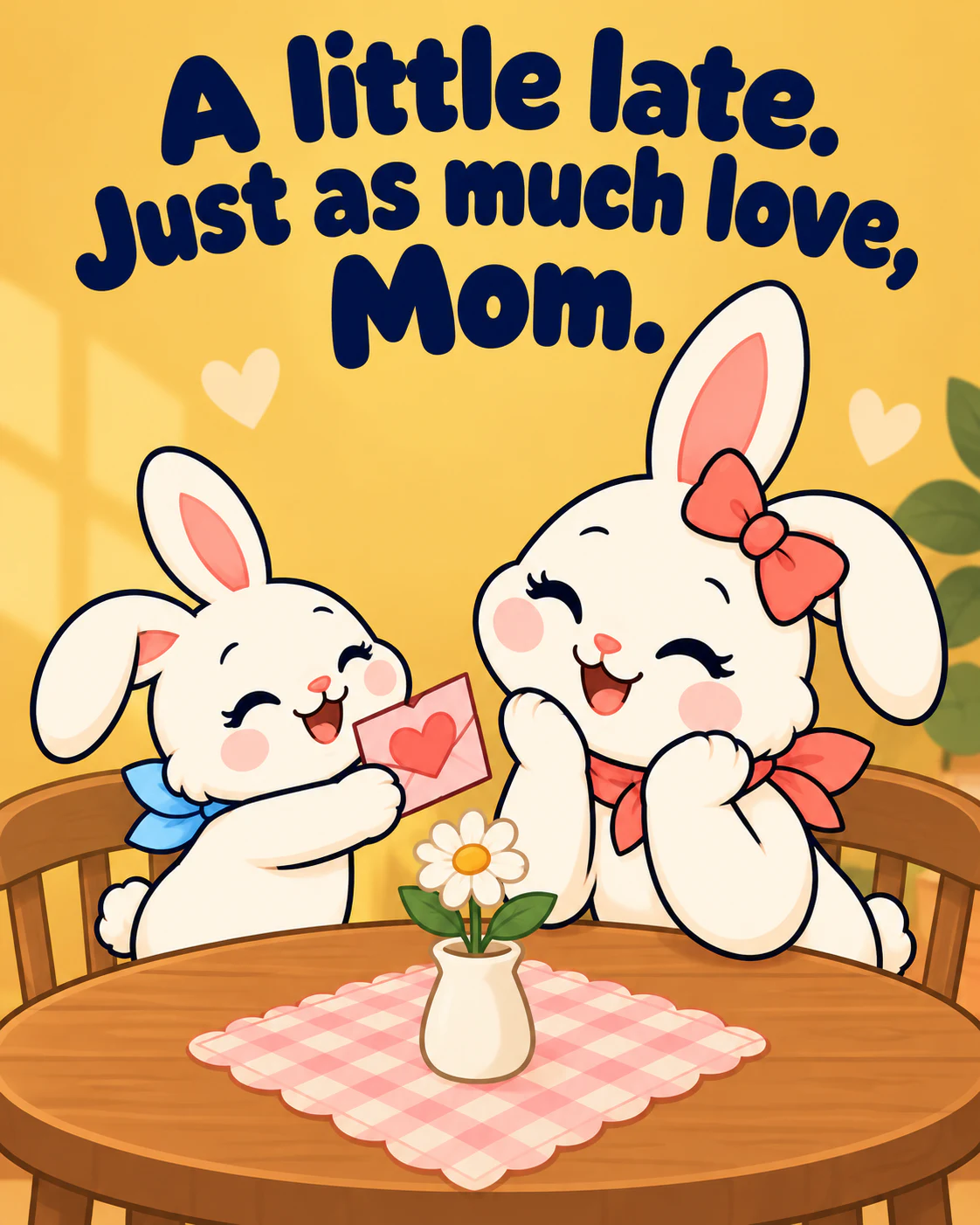 A little late. Just as much love, Mom.