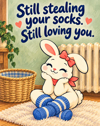 Still stealing your socks. Still loving you.