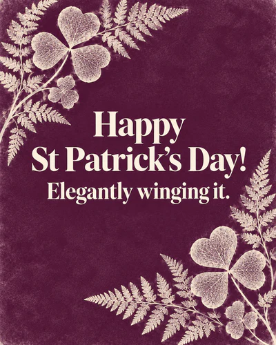 Happy St Patrick’s Day! Elegantly winging it.