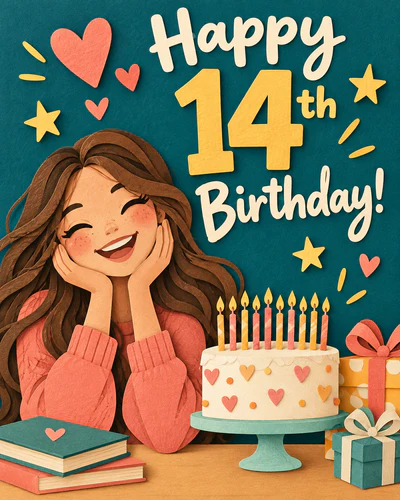 14th birthday ecard