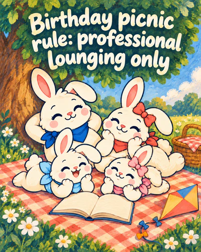 Birthday picnic rule: professional lounging only