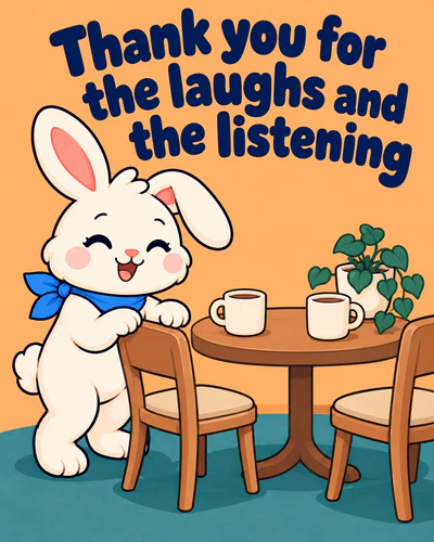 Thank you for the laughs and the listening