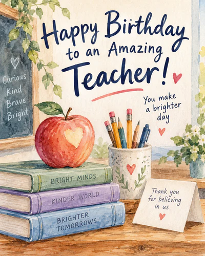 Birthday ecard for teacher