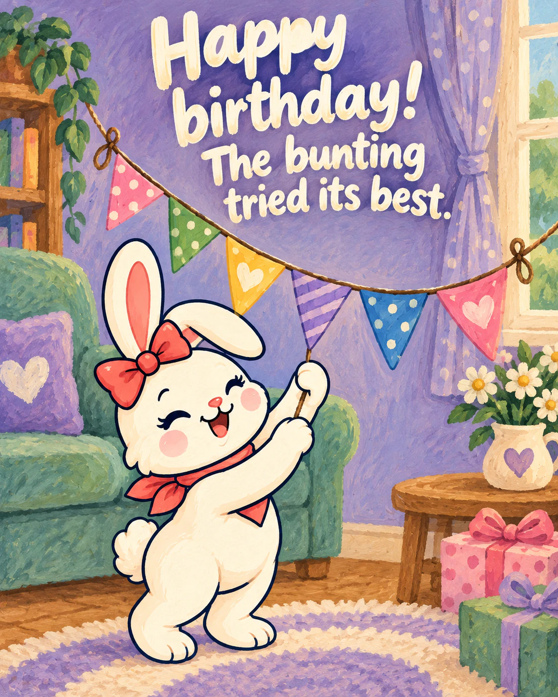 Happy birthday! The bunting tried its best.