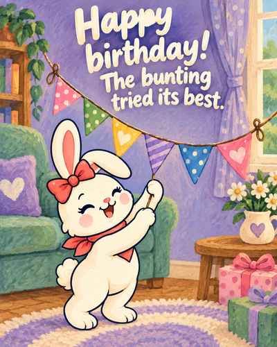 Happy birthday! The bunting tried its best.