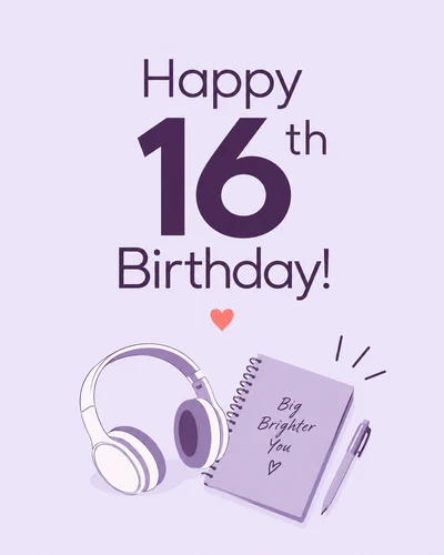 16th birthday ecard